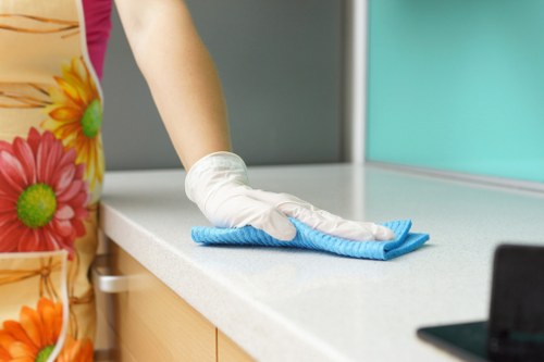 Professional carpet cleaner in Balham working on a living room carpet
