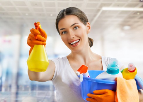 Risk assessment being carried out before a cleaning task begins