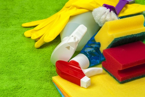 Cleaner handling waste disposal rules and safety procedures