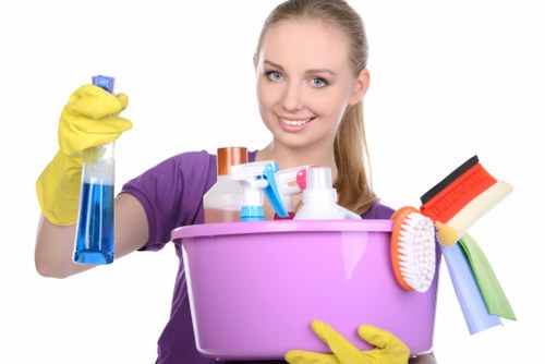 Experienced Balham cleaners carrying out a deep clean in a kitchen